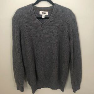 Joseph Abboud Grey V-Neck Wool Sweater